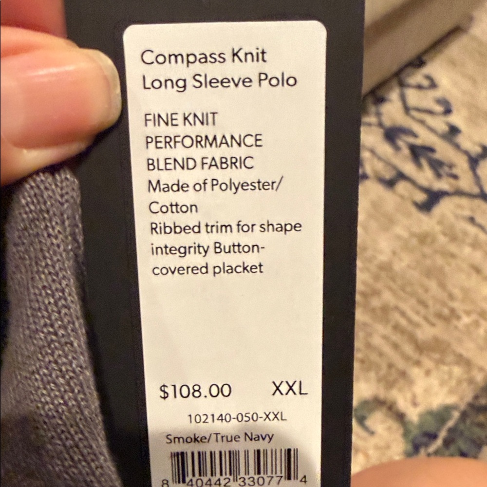 Rhone Smoke Compass Knit Long Sleeve Polo - Picture 7 of 7